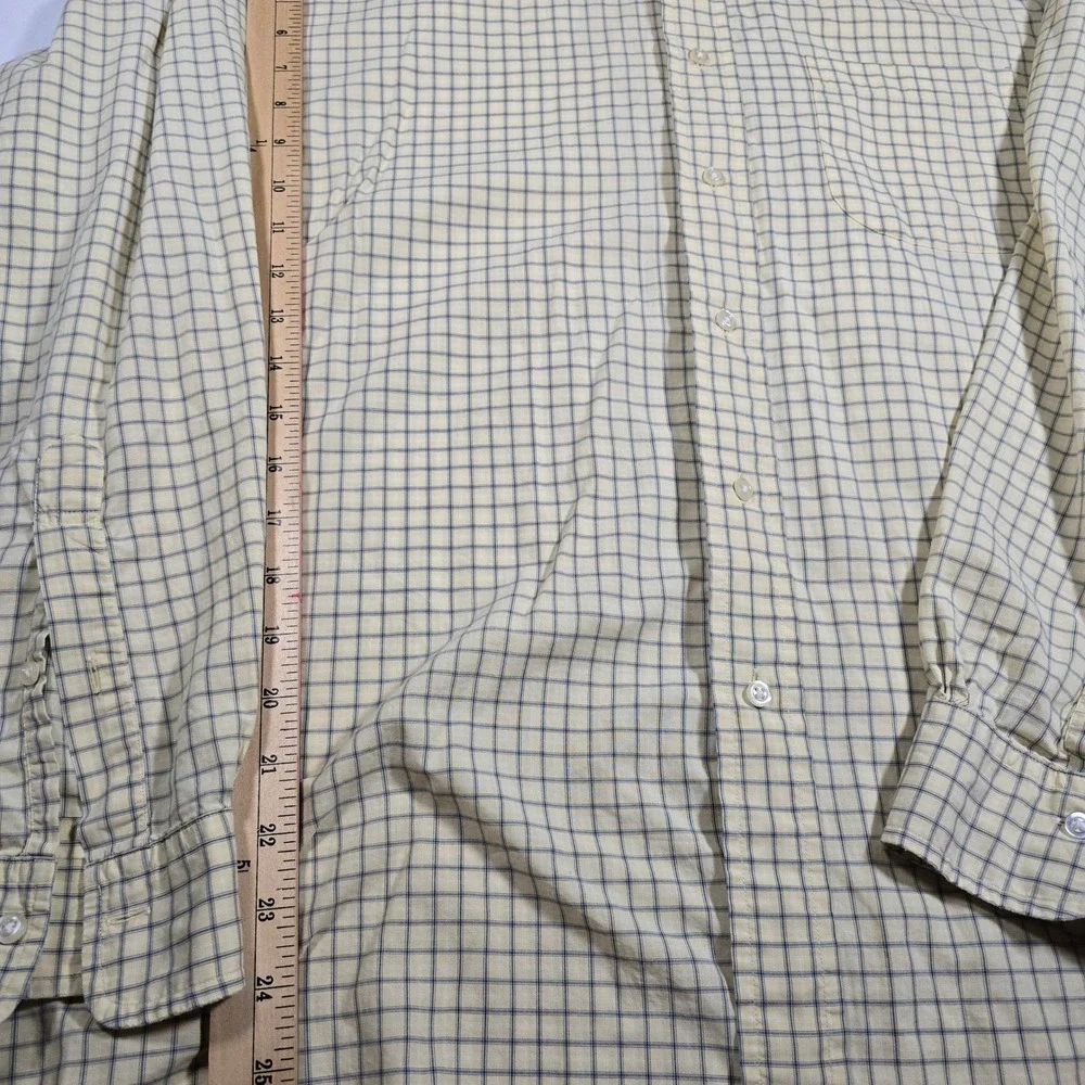 Brooks Brothers Mens XL Sport Shirt Yellow Blue Plaid‎ Cotton Button Down